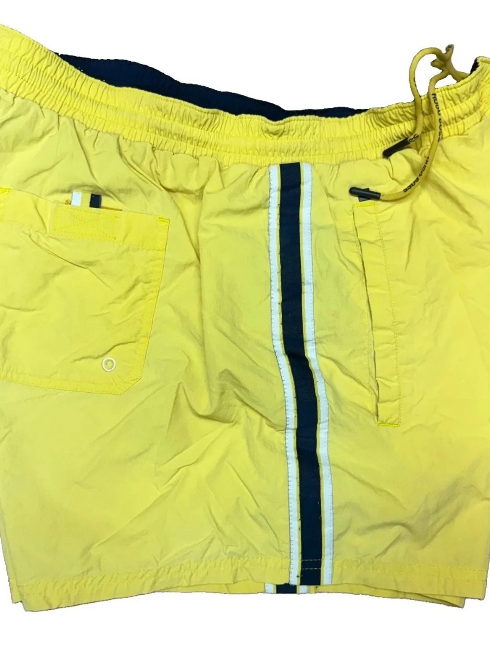 Hugo Boss Yellow Swim / Running Shorts Trunks Sz L mesh lining